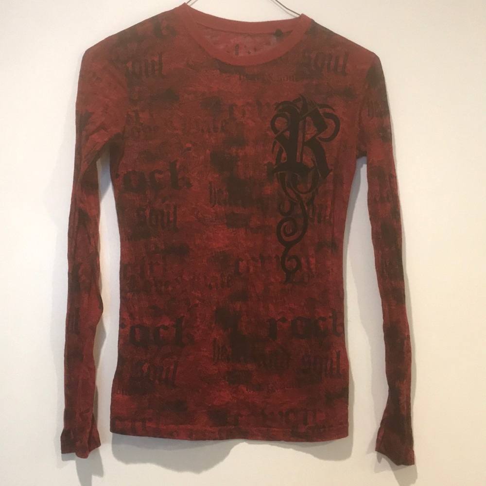Rock & Roll Cowgirl burnout long sleeve t shirt